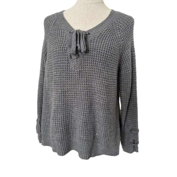 It’s Our Time V-Neck Sweater with Tie Details - Picture 1 of 7